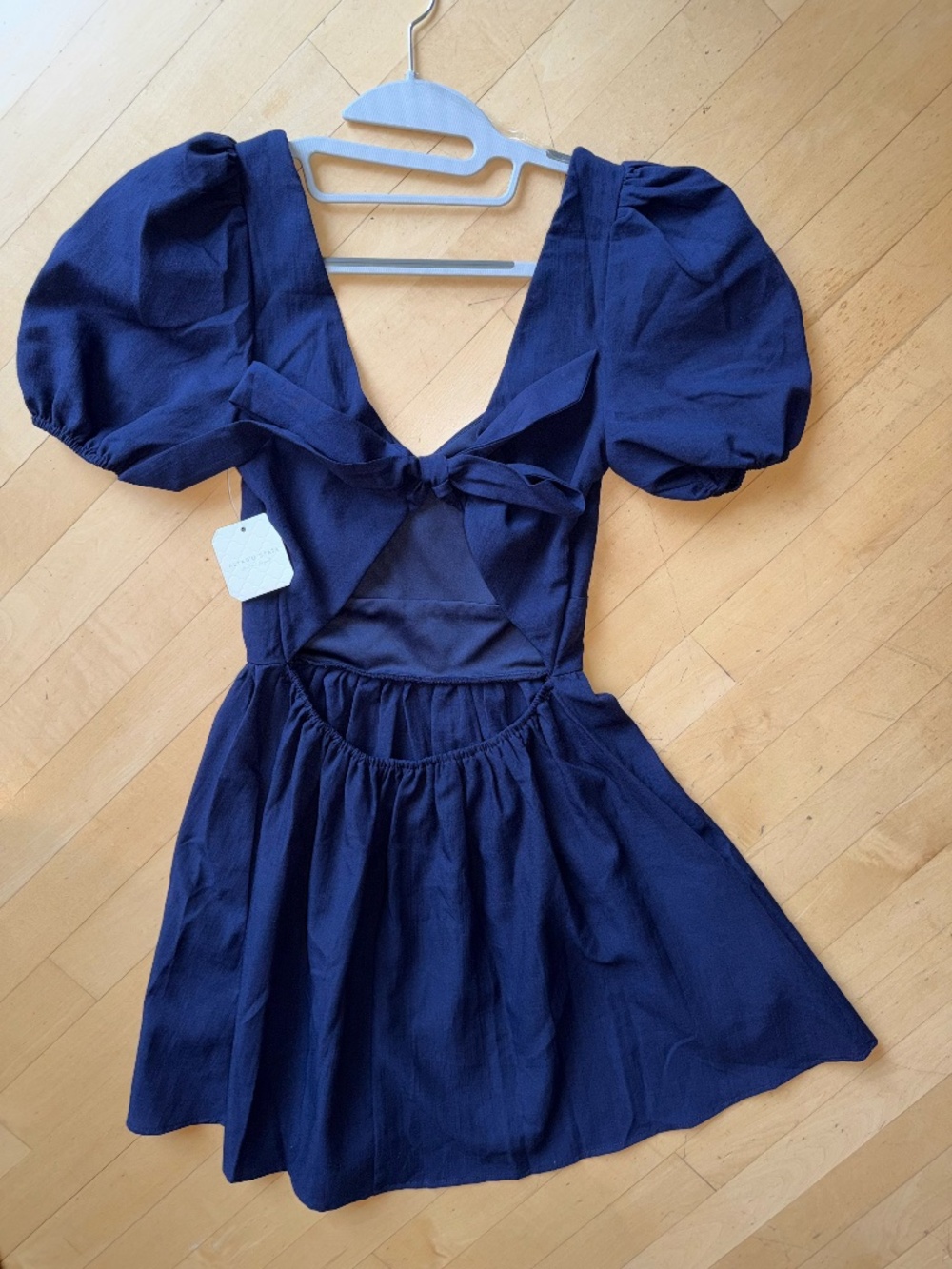 NWT Altar'd State navy puff sleeve vneck dress, XS, GL1360 - Picture 4 of 4